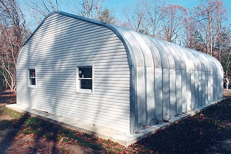 P-model Storage Shed with coloured endwalls and arches